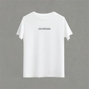 Girlfriend Baskılı Beyaz Unisex Oversize T-shirt