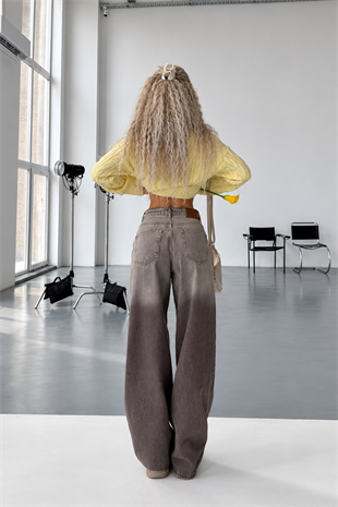 Glitch Degrade Desenli Baggy Jean