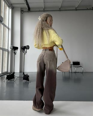 Glitch Degrade Desenli Baggy Jean