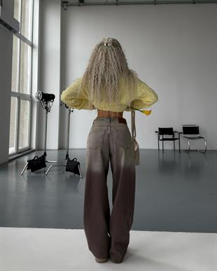 Glitch Degrade Desenli Baggy Jean