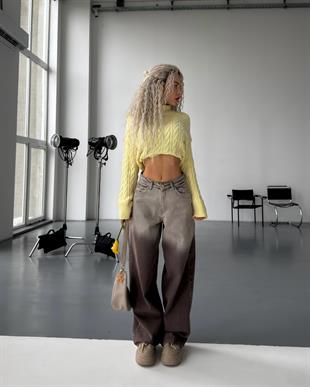 Glitch Degrade Desenli Baggy Jean