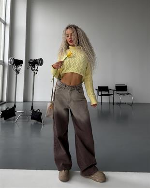 Glitch Degrade Desenli Baggy Jean