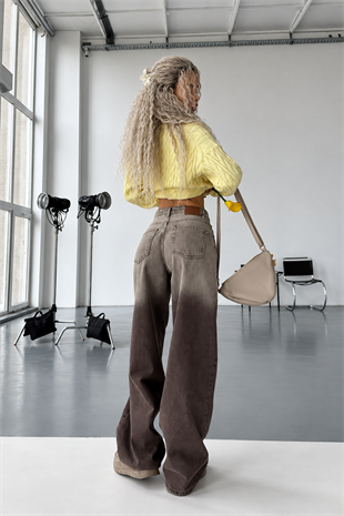 Glitch Degrade Desenli Baggy Jean
