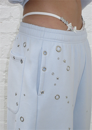Glithch Eyelet Oversize Blue Eşofman Takımı