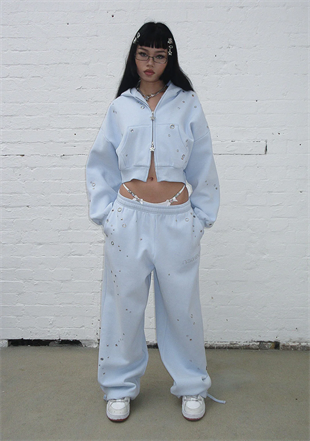 Glithch Eyelet Oversize Blue Eşofman Takımı