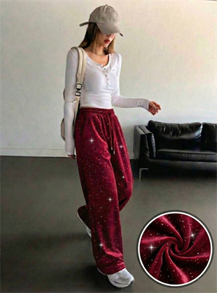 Glow Simli Baggy Unisex Eşofman Altı