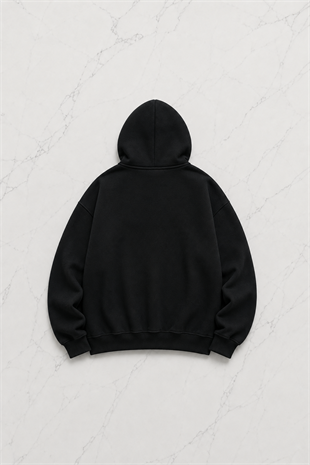 Gofeel Baskılı Premium Oversize Siyah Unisex Hoodie
