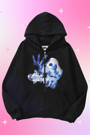 Good Deasy Girl Siyah Kapüşonlu Oversize Unisex Hırka