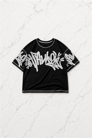Graffiti Siyah Unisex T-shirt & Şort Takım