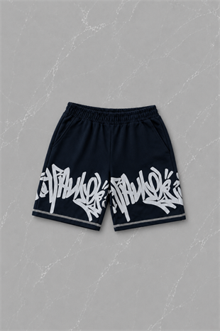 Graffiti Tag Midnight Navy T-shirt & Şort Takım