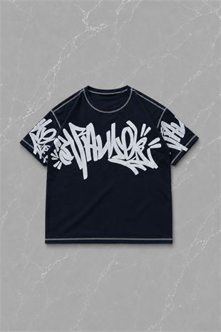 Graffiti Tag Midnight Navy T-shirt & Şort Takım