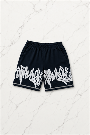 Graffiti Tag Midnight Navy T-shirt & Şort Takım