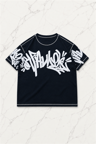 Graffiti Tag Midnight Navy T-shirt & Şort Takım
