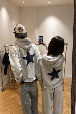 Grey Sırt Navy Blue Star Sweatshirt