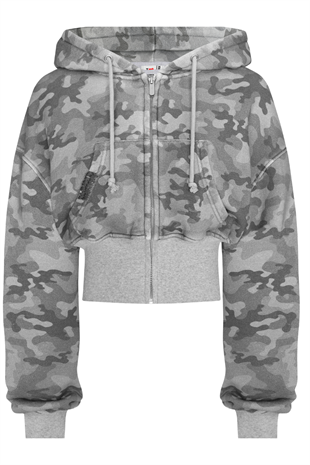Gri Kamuflaj Baggy Alt Üst Eşofman Takımı ( 3 İplik Şardonlu)