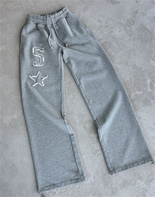 Y2k Gri 5 Star Detaylı Baggy Eşofman Takımı