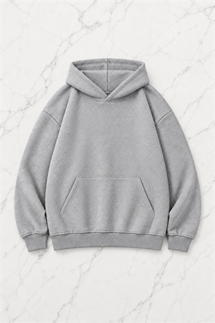 Gri Melek Parıltılı Taş Detaylı Oversize Sweatshirt