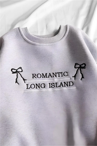 Gri Romantic Long Island 3 İplik Şardonlu Sweatshirt