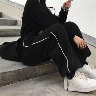 Harajuku Zip Detail Black Tracksuit Siyah Oversize Pantolon