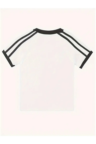 Hello Kitty Baskılı Şeritli Bluz Body Crop