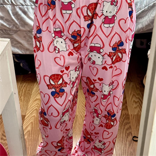 Hello Kitty & Spider-Man Detail Unisex Pembe Eşofman Altı