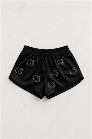 Hello Kitty Taş Detaylı Şık Homewear Pijama Takımı Siyah