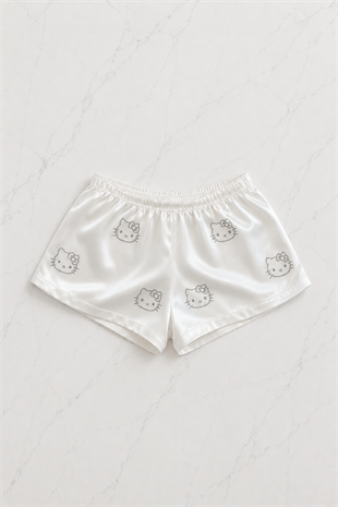 Hello Kitty Taş Detaylı Şık Homewear Pijama Takımı Beyaz