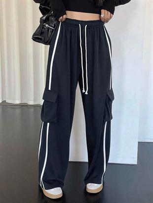 Jogg Siyah Kargo Cepli Eşofman Altı  