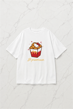 (Kadın) Hello Kitty Pop Corn Oversize Unisex T-shirt