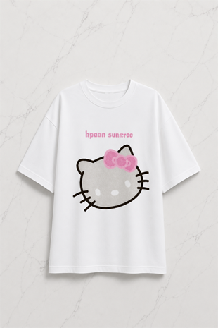 (Kadın) Kitty Cat Oversize Unisex T-shirt