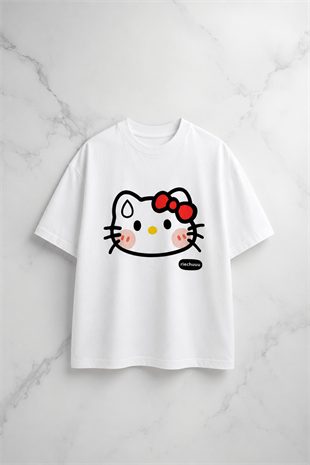 (Kadın) Şaşkın Kitty Oversize Unisex T-shirt