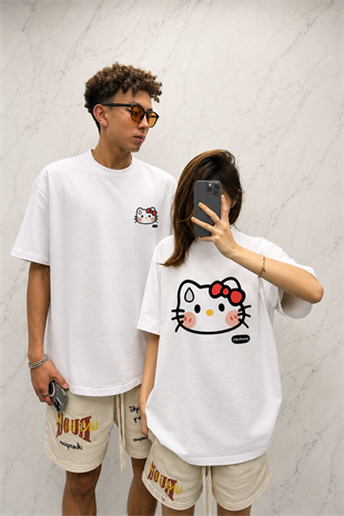 (Kadın) Şaşkın Kitty Oversize Unisex T-shirt