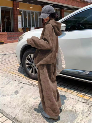 Kahverengi Washed Yıkamalı 3 İplik Eşofman Takımı