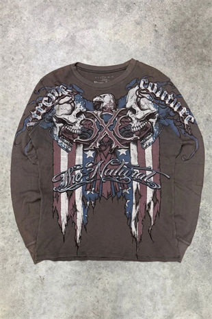 Kahverengi Xtreme Couture Eagle USA Unisex Sweatshirt