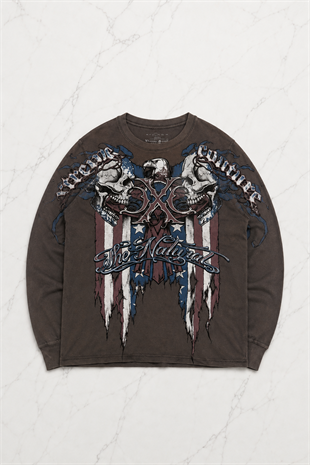 Kahverengi Xtreme Couture Eagle USA Unisex Sweatshirt