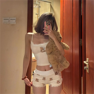Kawaii Cute Bears Alt Üst Şort Takım