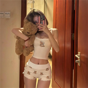 Kawaii Cute Bears Alt Üst Şort Takım