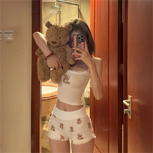 Kawaii Cute Bears Alt Üst Şort Takım