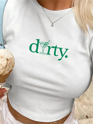 Kemer Boy Drty. Baskılı Crop Bluz