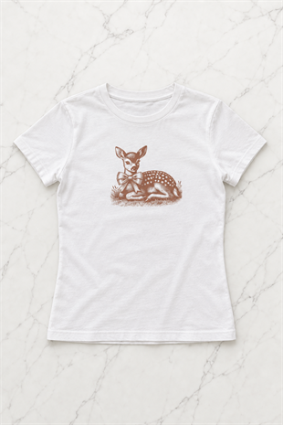 Kemer Boy Fawn Coquette Baskılı Crop Bluz