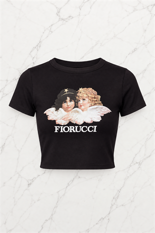 Kemer Boy Fiorucci Tops Baskılı Crop Bluz