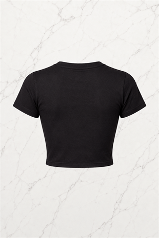 Kemer Boy Fiorucci Tops Baskılı Crop Bluz