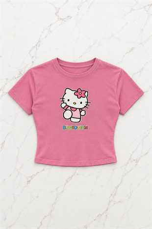 Kemer Boy Hello Kitty BenıDorm Baskılı Crop Bluz