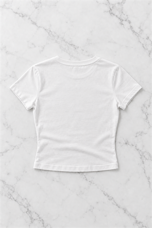 Kemer Boy I love Shirt Baskılı Crop Bluz