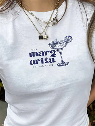 Kemer Boy Margarita Baskılı Crop Bluz