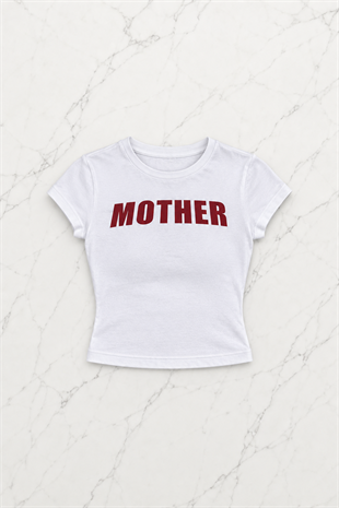 Kemer Boy Mother Baskılı Crop Bluz