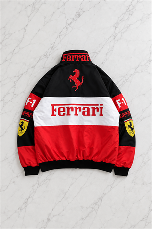 Kırmızı Ferrari Desenli Unisex Bomber Ceket