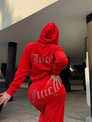 Kırmızı Juicy Kadife Pijama Takımı