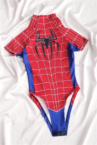 Kırmızı Kısa Kol Spider Çıtçıtlı Body