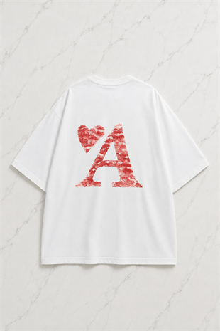 Kiss Design A Kalp Detaylı Oversize T-shirt